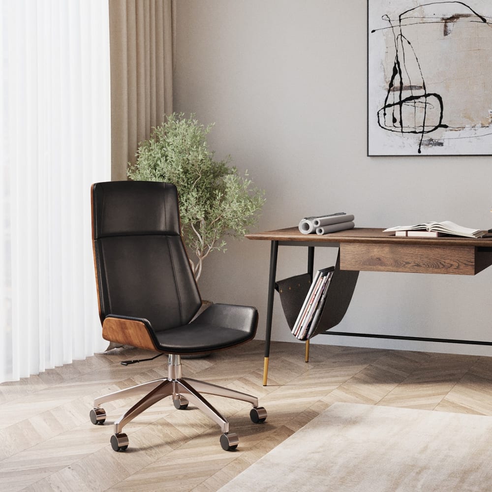 Kare Design Chaise de bureau pivotante réglable à roulettes noire Noir 59x112x64cm