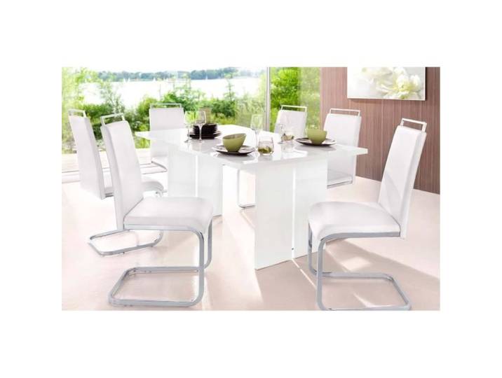 Dmora Table fixe Gabriele Table design rectangulaire Table de cuisine 100% Made in Italy 160x90h75 cm Blanc brillant