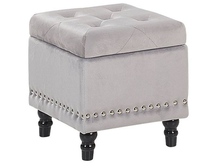 Coffre De Rangement Au Style Chesterfield En Velours Gris Clair Pour Intérieur Glamour Beliani