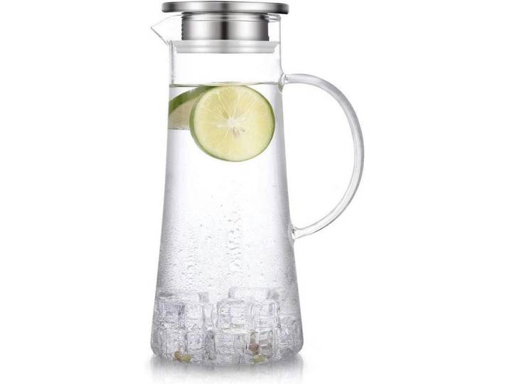 Glaskaraffe Borosilikatglas 1500 ml, Transparent, Glas, 12x12 cm, Geschirr, Kannen & Karaffen, Wasserkaraffen & Krüge