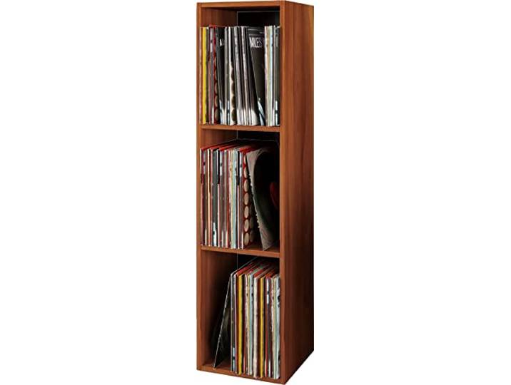 VCM CD/DVD Regal Kern-Nussbaum 34x30x107 cm 3 Fächer Holzwerkstoff CDs Medienregal für CDs und DVDs - Wohn- oder Medienzimmer - für Musik- und Filmliebhaber - Holzwerkstoff