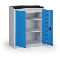 Werkstatt-Werkzeugunterschrank KOVOS, 2 Fachböden, 1 Schublade, 950 x 600 x 1180 mm, blau