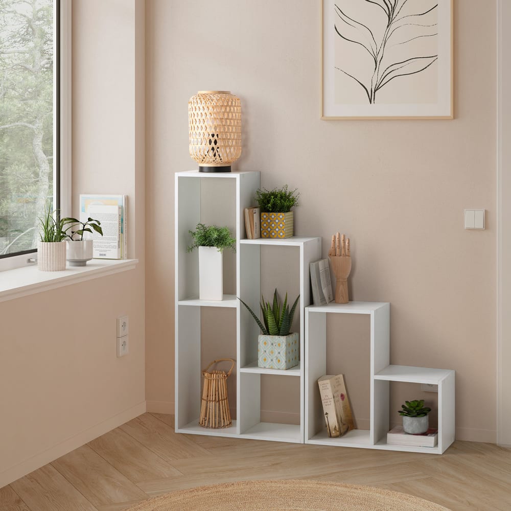 HOMN Etagère 6 trous couleur blanc Blanc 115x110x25cm