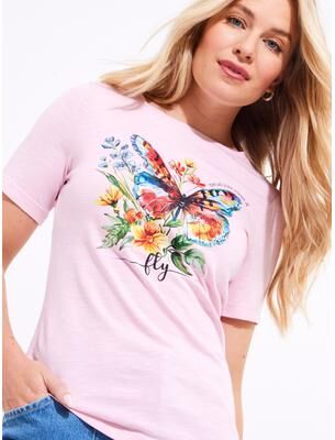 Plus Size Women's Cotton Slub Graphic Tee by Joe Browns in Snow Bunny (Size 4X)
