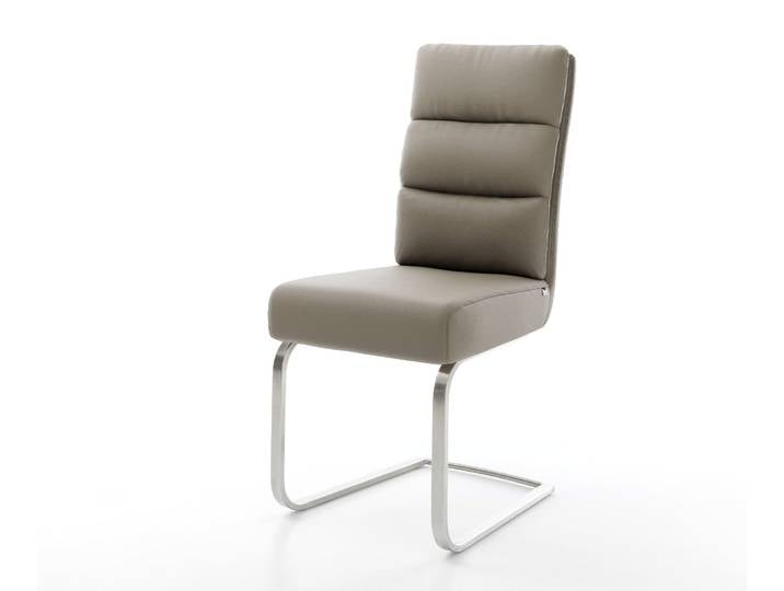 Freischwinger Pela-Flex Echt-Leder Schlamm Freischwinger flach Edelstahl Taschenfederkern, Esszimmerstühle