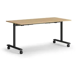 Mobiler Schreibtisch MATCH, 160x80 cm, schwarzes Metallgestell, Buche