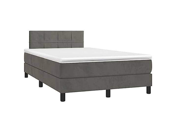 vidaXL Boxspringbett mit Matratze & LED Dunkelgrau 120x200 cm Samt