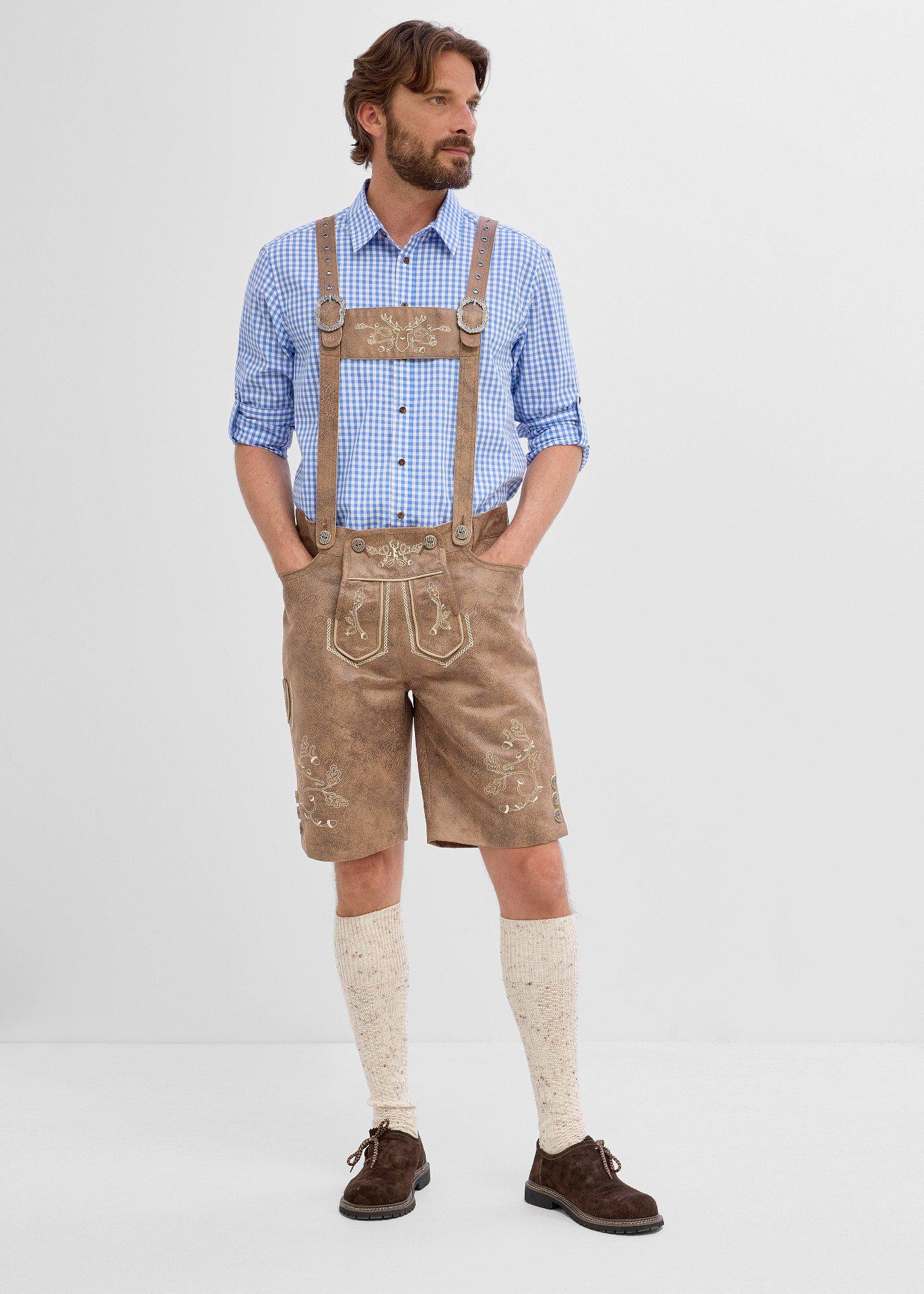 bonprix Trachtenhose aus Lederimitat, braun, Gr.60, Traditionelle Trachtenhose in Lederoptik