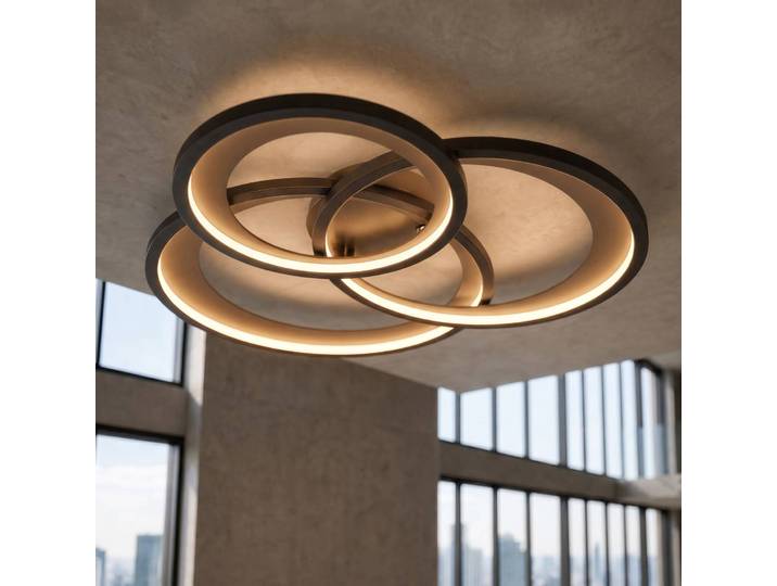 Trio Lighting LED Deckenlampe Granada, dimmbar, schwarz, für Wohn- / Esszimmer, Metall, Modern, LED Deckenleuchte