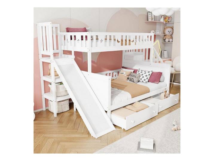 LuxusKollektion Spielbett Kinder Etagenbett Rutsche 90x200+140x200