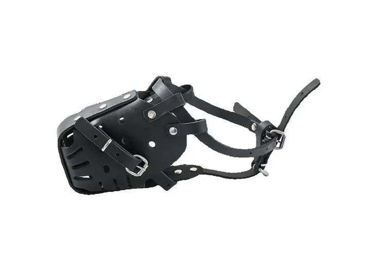 Muselière en cuir de qualité militaire – Masque d'entraînement anti-aboiement pour Malinois Rottweiler, sangle réglable (certifié CE) ​