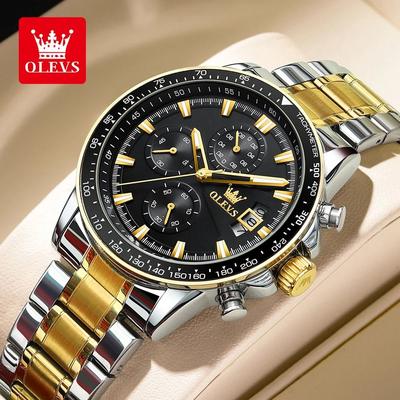 Uplifted Finds OLEVS TY705 Men Quartz Watch Waterproof Luminous Multifunction gold Black