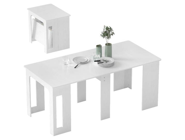 Table À Manger Pliante\, Table Pliante Cuisine Extensible Jusqu'à 6 Personnes\, Pour Petits Espaces\, Salle À Manger\, Blanc