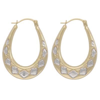 Paar Creolen VIVANCE "Creolen bicolor", gelb (gelbgold 375), Ohrringe, Damen, Gelbgold 375, 2x Diamant = 0,01ct.