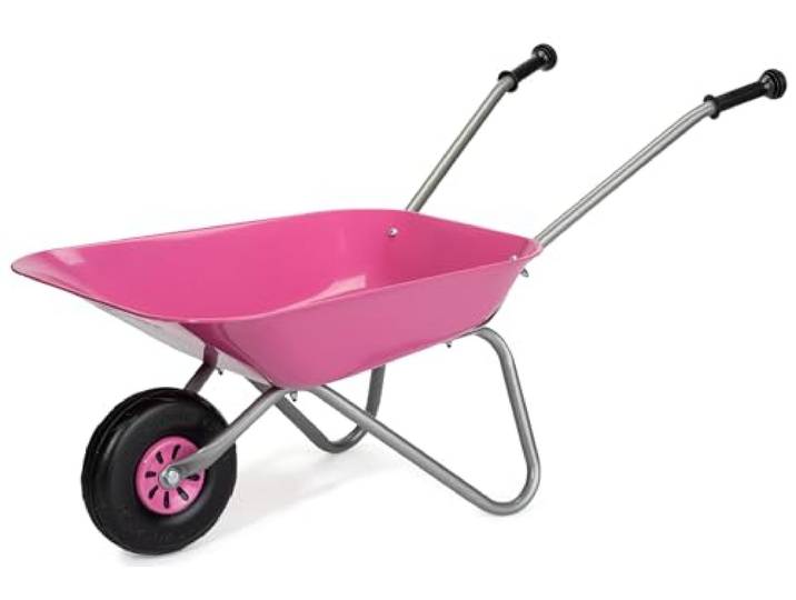 Rolly Toys Kinderschubkarre (Farbe pink/silber, Gartenschubkarre, Metallschubkarre, Spielzeug für Kinder ab 2,5 Jahren, belastbar bis 25 kg, Gartenwerkzeug rosa für Kinder) 274802