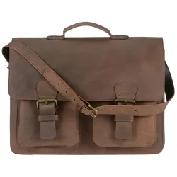 Ruitertassen Lehrertasche Leder XXL 42x32cm Damen Herren Schultasche Aktentasche 3 Fächer ranger braun
