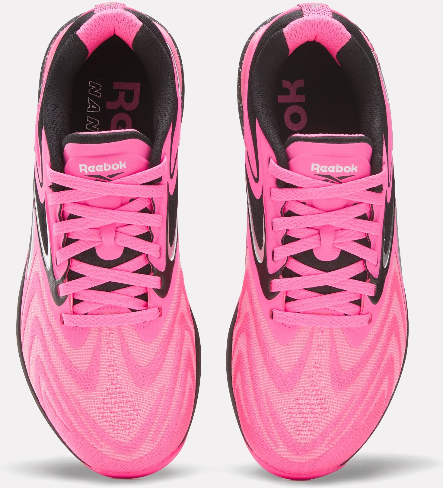 Trainingsschuh REEBOK "NANO X5 EDGE", Damen, Gr. 38,5, atmungsaktiv, pink (atomic pink, weiß), Synthetik, Textil, Schuhe Trainingsschuh, durch erstklassige Agilität perfekt für Multisport atomic pink, weiß 38,5, atmungsaktiv