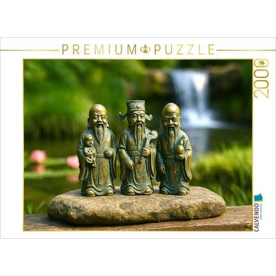 CALVENDO Puzzle Fuk, Luk, Sau - Wohlstand, Erfolg und ein erfülltes Leben | 2000 Teile Lege-Größe 90x67cm Foto-Puzzle für glückliche Stunden