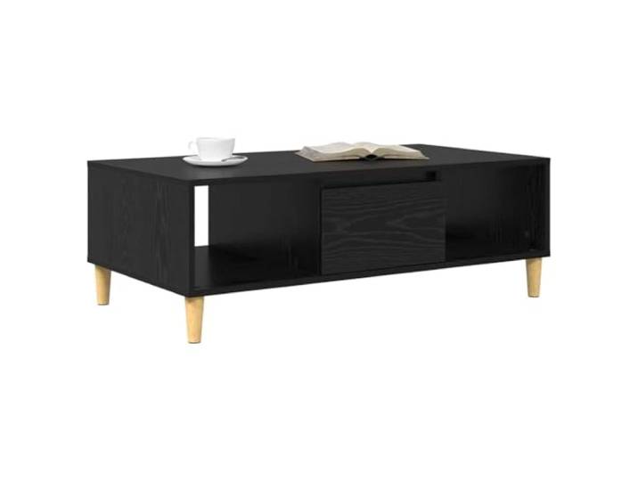 KTHLBRH Couchtisch Eiche Schwarz 102 x 55 x 35 cm Holztechnik, 3 Fächer, Scharniertüren, einfache Montage, für Wohnzimmer