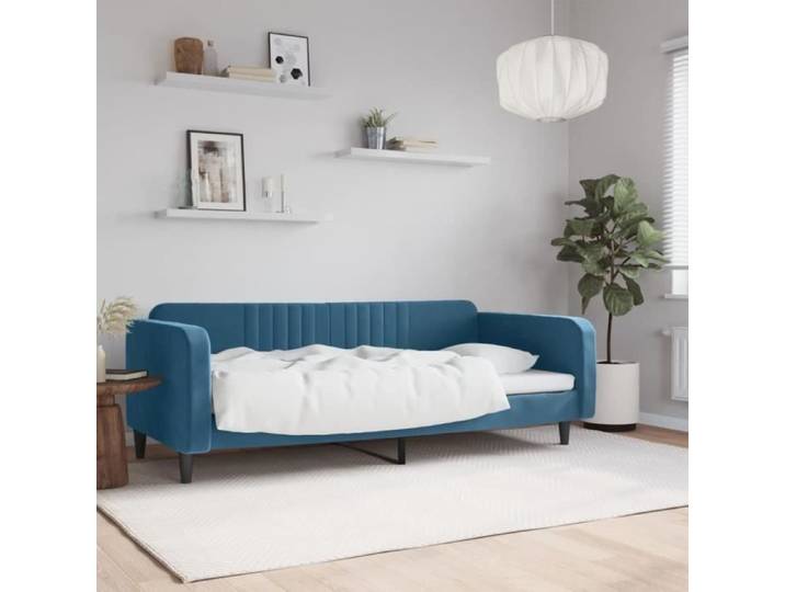 Lit de repos sans matelas bleu 90x200 cm velours 354085