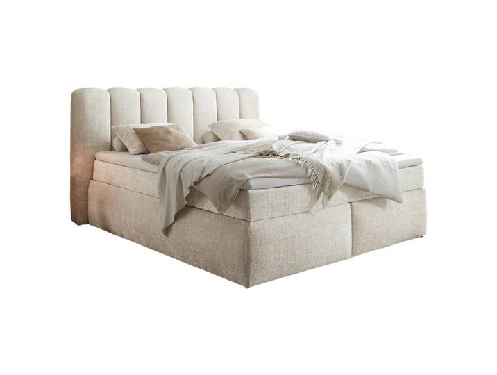 Boxxx Boxspringbett, Creme, Kunststoff, H3 + H4, 7-Zonen, Höhe ca. 18 cm, 180x200 cm, Matratze, gepolstertes Kopfteil, Topper durchgehend, Wendematratze mit unterschiedlichen Härtegraden, Kingsize, Schlafzimmer, Betten, Doppelbetten