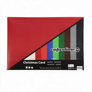 Colortime Tonpapier Weihnachts-Karton, A2, 10 Farben sortiert, 180g/m², 300 Blatt