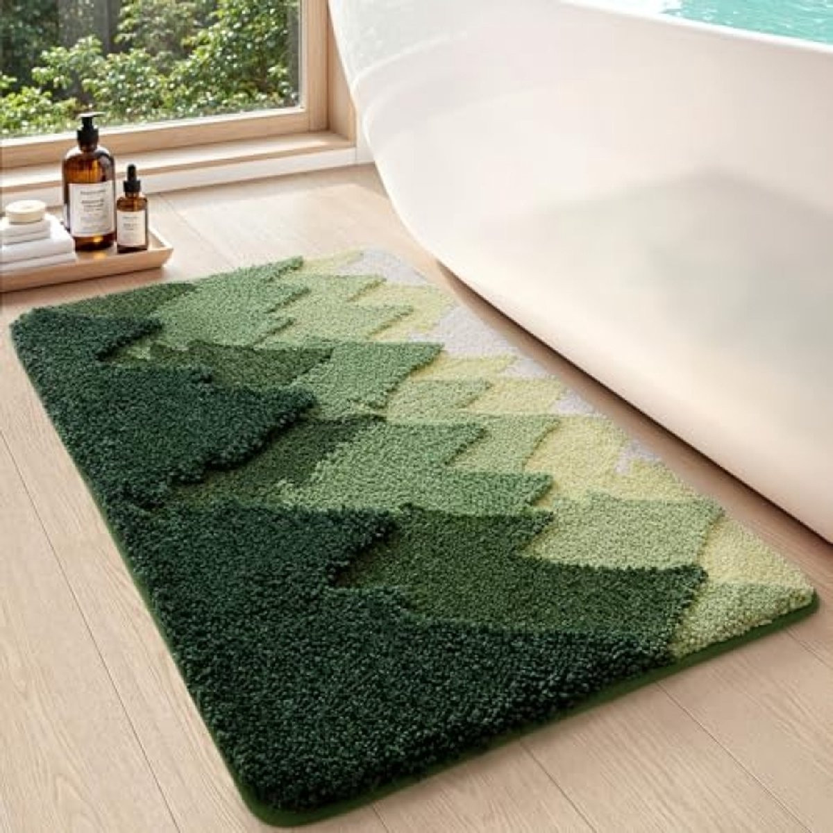 PromoHome Badmat Bosgroen - Antislip Zachte en Absorberende Badmat - 40 x 60 cm