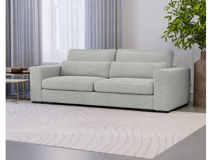 Schlafsofa Grau Cordstoff Zuri 236 x 78 x 114cm mit Schlaffunktion Modern