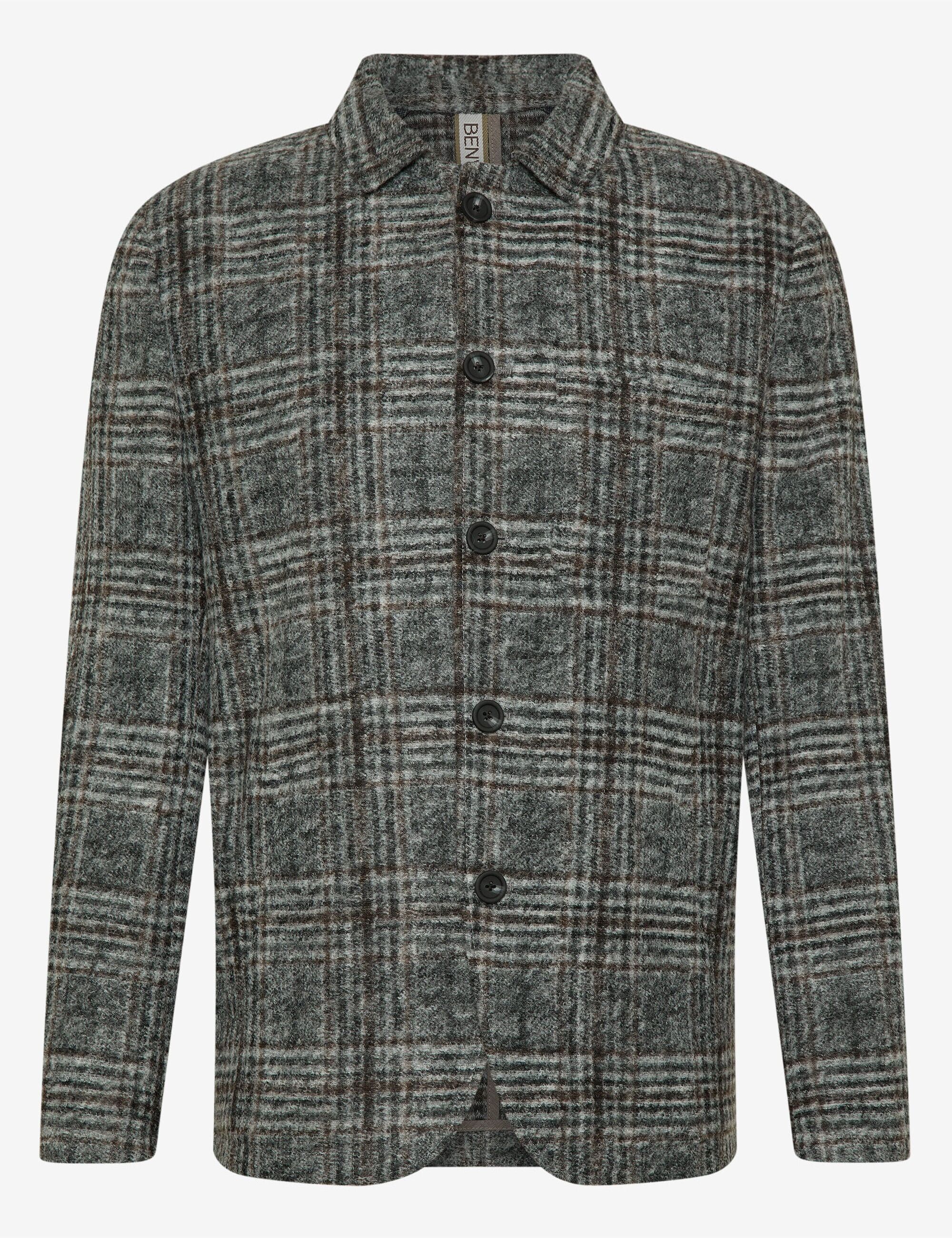 Sakko BENVENUTO. "BENVENUTO. Sakko", Herren, Gr. 54, grau (charcoal), Casual, regular fit, Sakkos Sakko, Overshirt, kariert