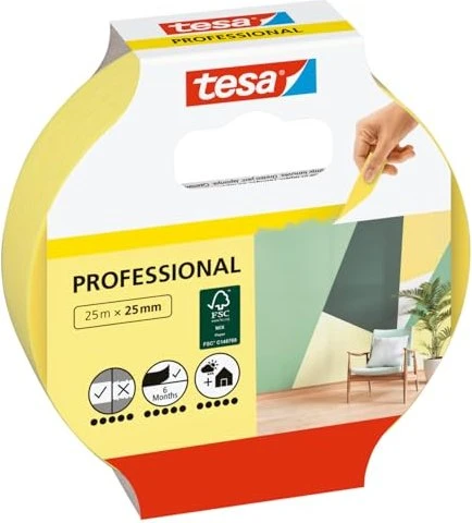 tesa PROFESSIONAL Malerband gelb 25,0 mm x 25,0 m 1 Rolle