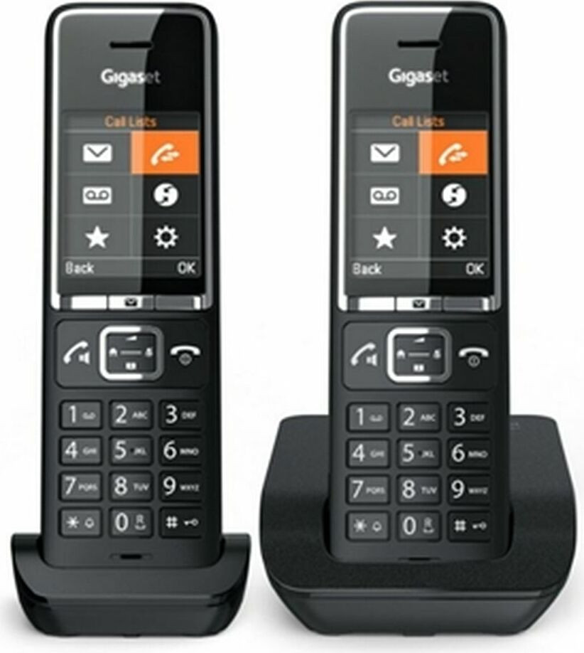 Gigaset COMFORT 550 duo draadloze analoge telefoonset met handsfree spreken en nummerherkenning, Zwart