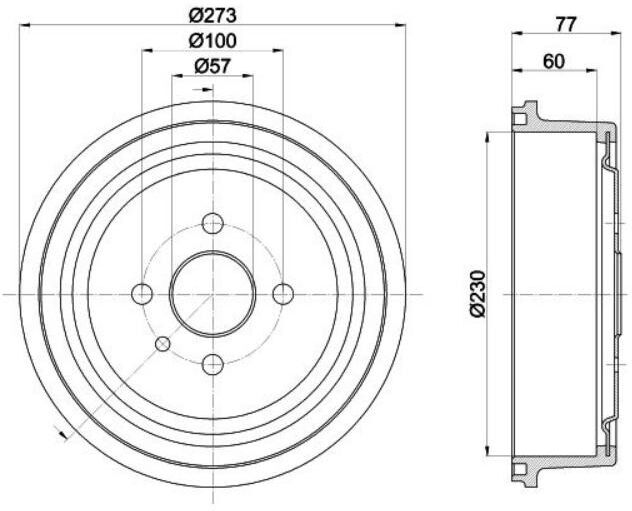 HELLA 8DT 355 303-451 Brake drum