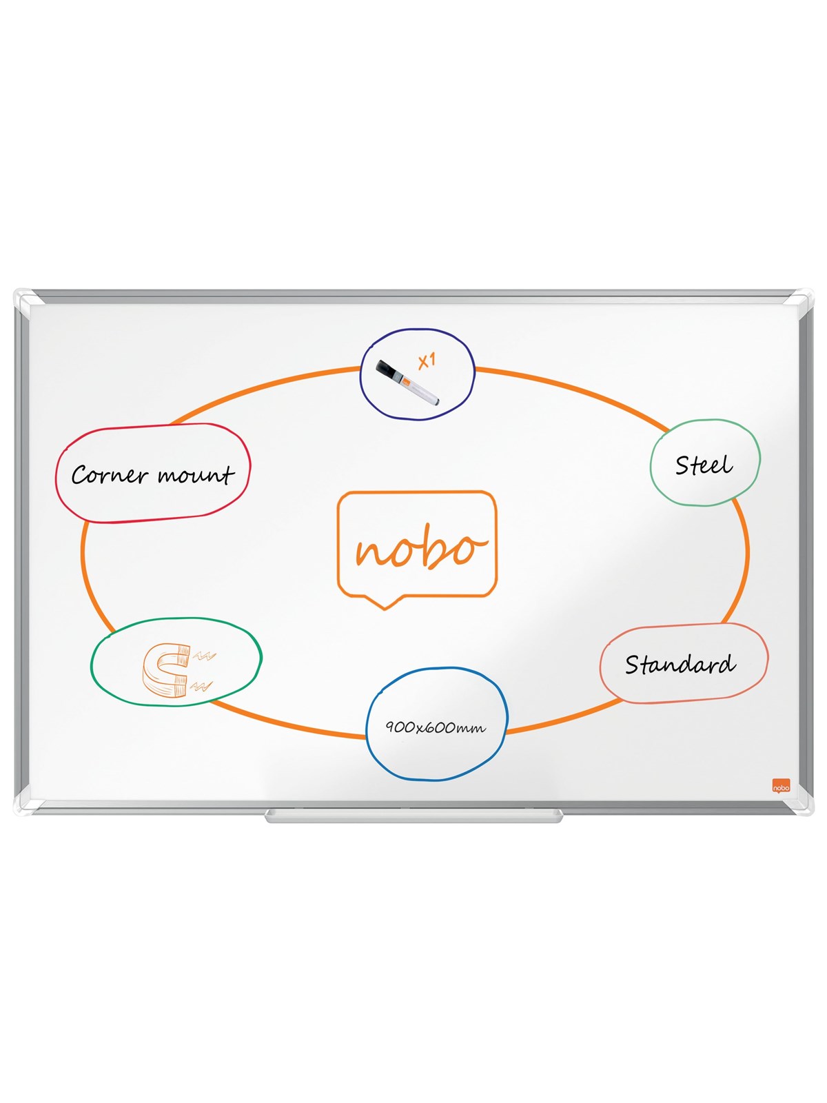 Nobo Premium Plus Whiteboard Stahl 90 x 60 cm