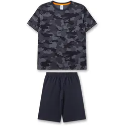 Sanetta Jungen Schlafanzug - Teens, kurz, Nachtwäsche, Pyjama,  Baumwolle Schwarz/Grau / 164