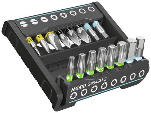 Hazet 2304SH-2 Bit-Set 16teilig Schlitz, Innen T-Profil, Kreuzschlitz Pozidriv
