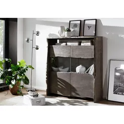 Highboard Akazie 131x45x147 grau lackiert PURE ACACIA #407