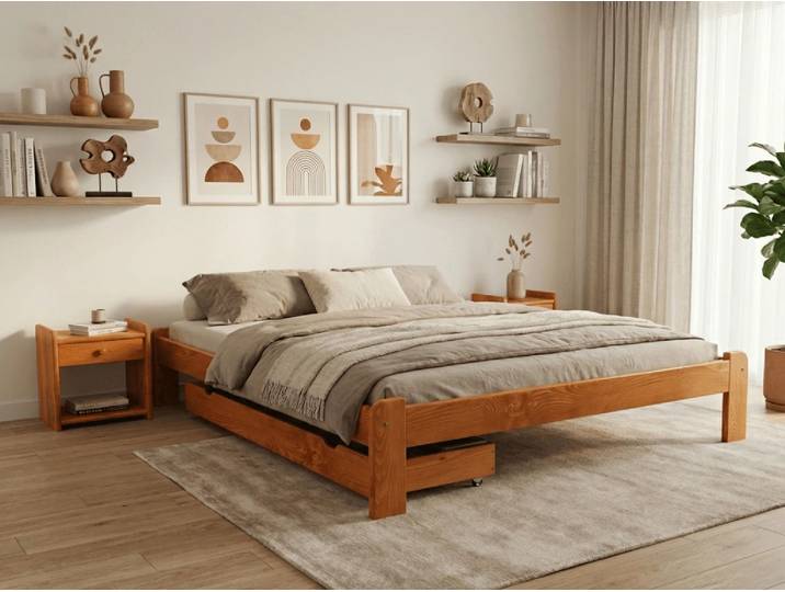Bett ADA 140 x 200 cm, Erle Matratze: Ohne Matratze, Lattenrost: Ohne Lattenrost
