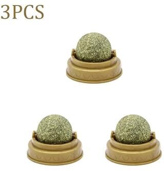 Inspired Finds Natural Edible Catnip Ball Toys For Teeth Cleaning, Play & Enrichment rotating Mint 3pcs