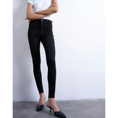 Skinny-fit-Jeans TOPSHOP "TSJONI HR SKINNY DNM JEANS BL NOOS", Damen, Gr. 29, Länge 32, schwarz (schwarz denim), Denim/Jeans, Obermaterial: 70% Baumwolle, 25% Polyester, 5% Elasthan, clean, unifarben, skinny fit lang, Jeans, Baumwollmischung, skinny...