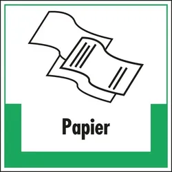 Aufkleber I Abfallkennzeichen Papier, mit Symbol und Text, Folie, selbstklebend, 200x200mm