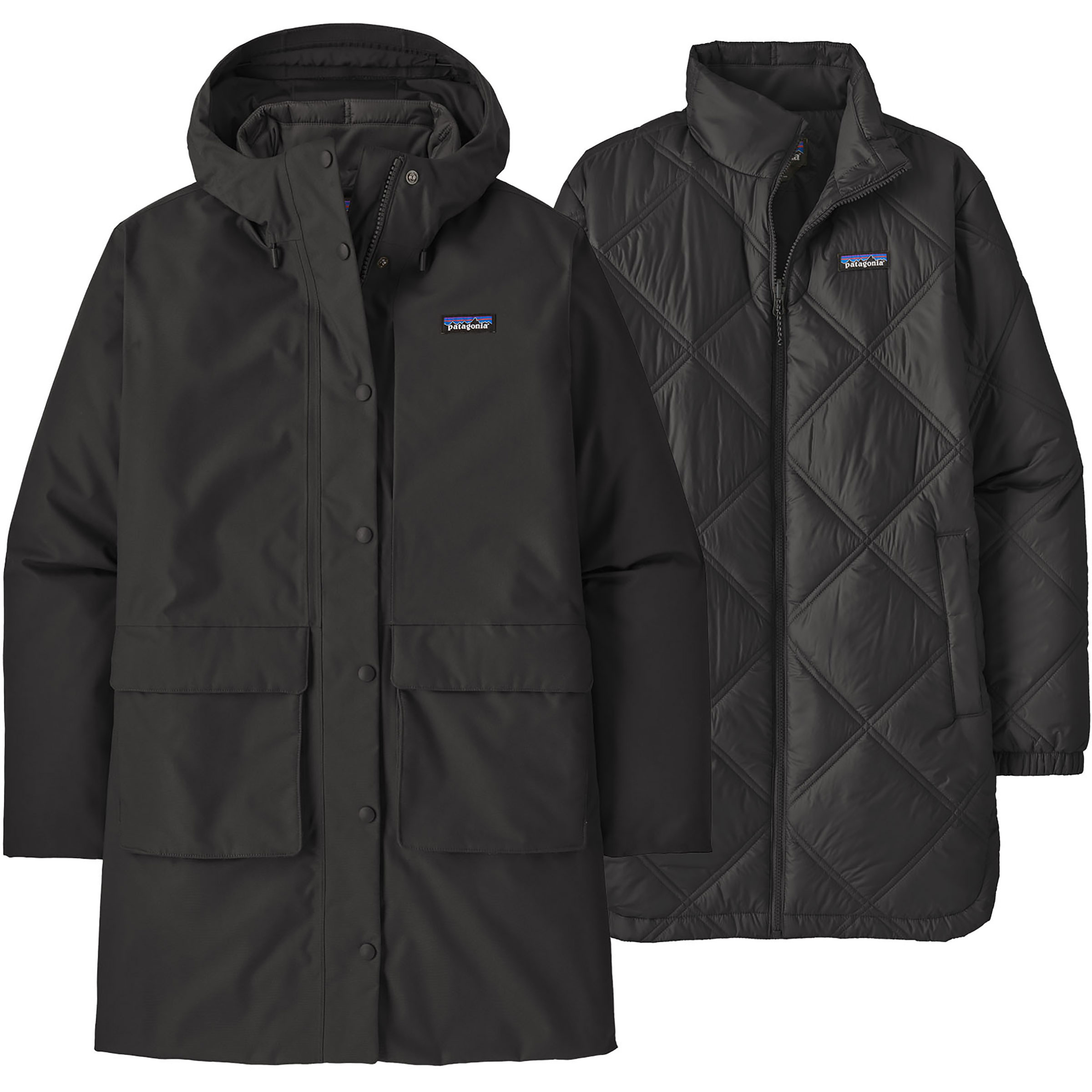 Patagonia 3-in-1 Pine Bank Parka Damen Doppeljacke schwarz Größe M Lifestyle Winddicht Wasserabweisend