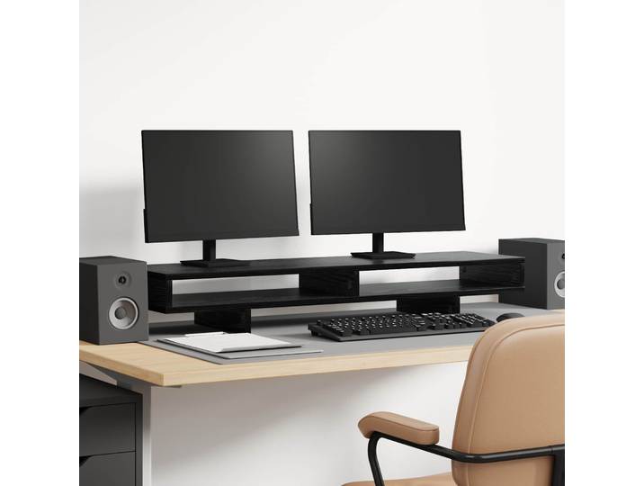 vidaXL Monitor Halterung Schwarz 100 x 27 x 15 cm Holzwerkstoff