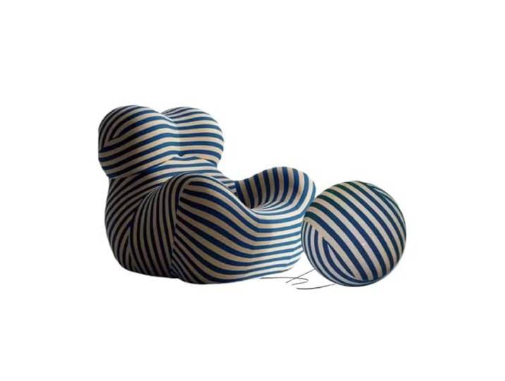 jinjindian Komprimierter Lounge-Sessel – Einzelsofa aus technischem Stoff Bequemer, einteiliger Schaumstoffstuhl, ideal for Entspannen und einfachen Transport.(Blue and yellow stripes)