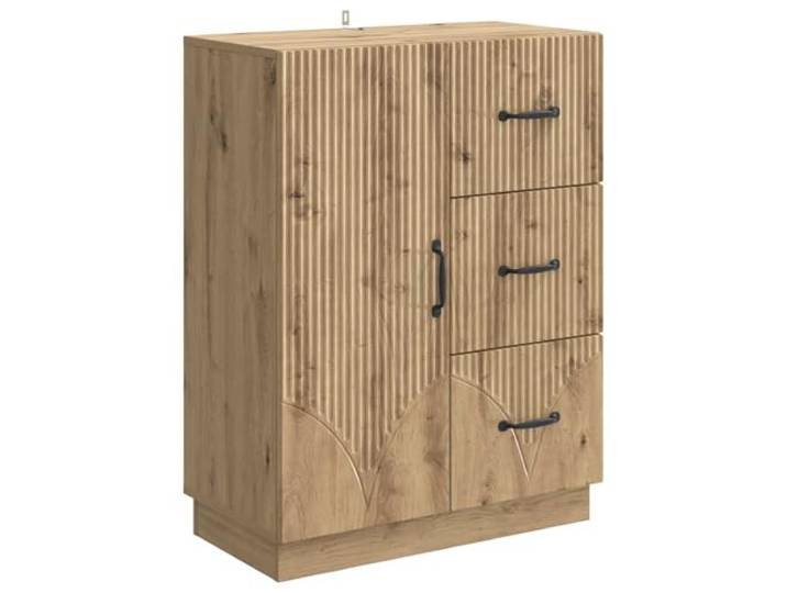 KPOTUERTU Sideboard Artisan-Eiche 66 x 34,5 x 87 cm Holzwerkstoff Buffet, Aufbewahrung, Schubladen, Regale, Esszimmer, Wohnzimmer, Flur, einfache Montage, pflegeleicht