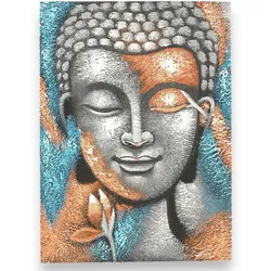 Buddha Painting - Silver & Rose Gold Flower 75x55cm