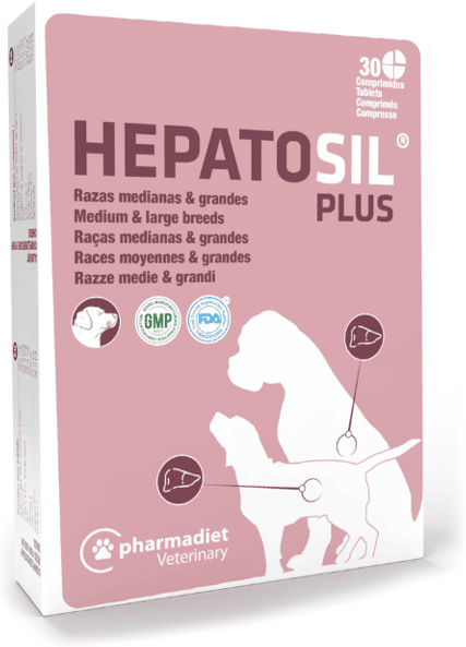 Pharmadiet Hepatosil Plus Cão Raças Médias e Grandes 30 Tabs