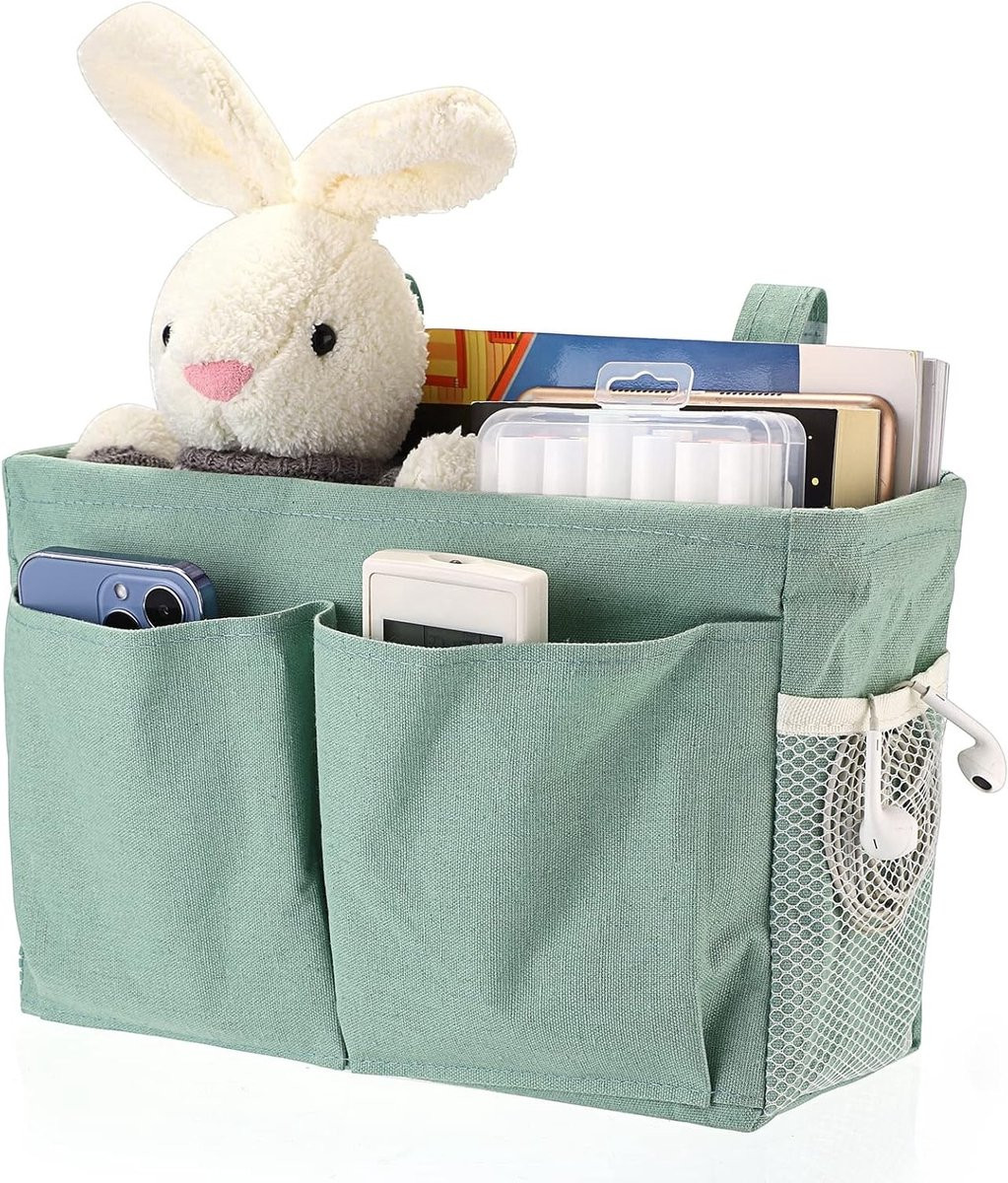Multifunctionele Hangende Opbergzak voor Bed - Canvas Bed Organizer met Verstelbare Tape voor Thuis, Kantoor en Studentenhuis