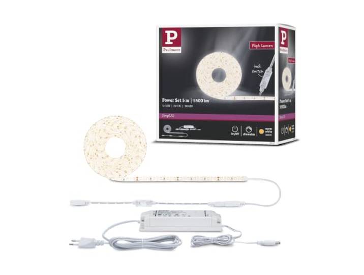 Paulmann SimpLED Power Kit 5 m\, blanc chaud\, dimmable\, 50 W Kit prêt à l'emploi avec alimentation 230/24 V\, autocollant\, raccourcissable\, indice de protection IP20