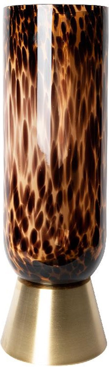 PTMD Collection Glazen Vaas Meggy met bruine luipaardprint