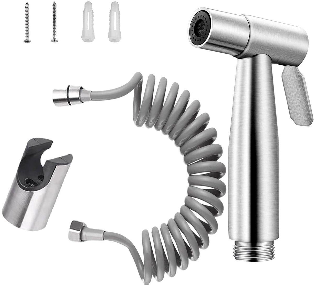 PolkaHome Toilet Handdouche Bidet Set met RVS Douchekop, Slang en Houder